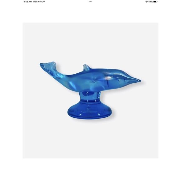 VTG Handmade Grandma Bluebirds Ron Roy Signed Dolphin Figurine Art Glass USA HTF - Picture 2 of 15
